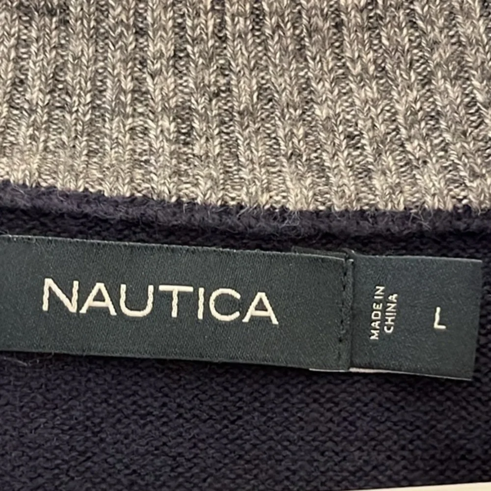 Nautica Men’s Navy/Gray 1/4 Zip Pullover Sweater Size L